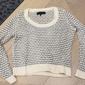 Rag & Bone Cream and Gray Textured Sweater